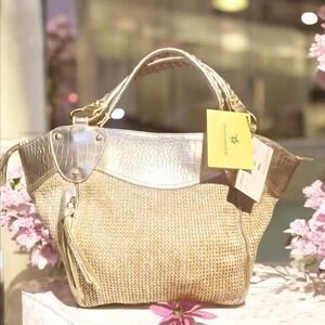 Elegant Gold and Tan Tote Bag